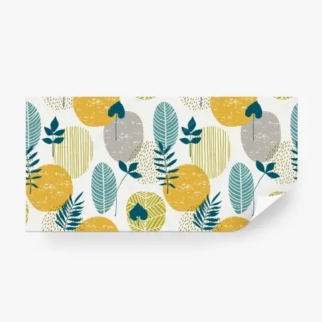 Wall mural teal and mustard botanical pattern • Wallissimo®