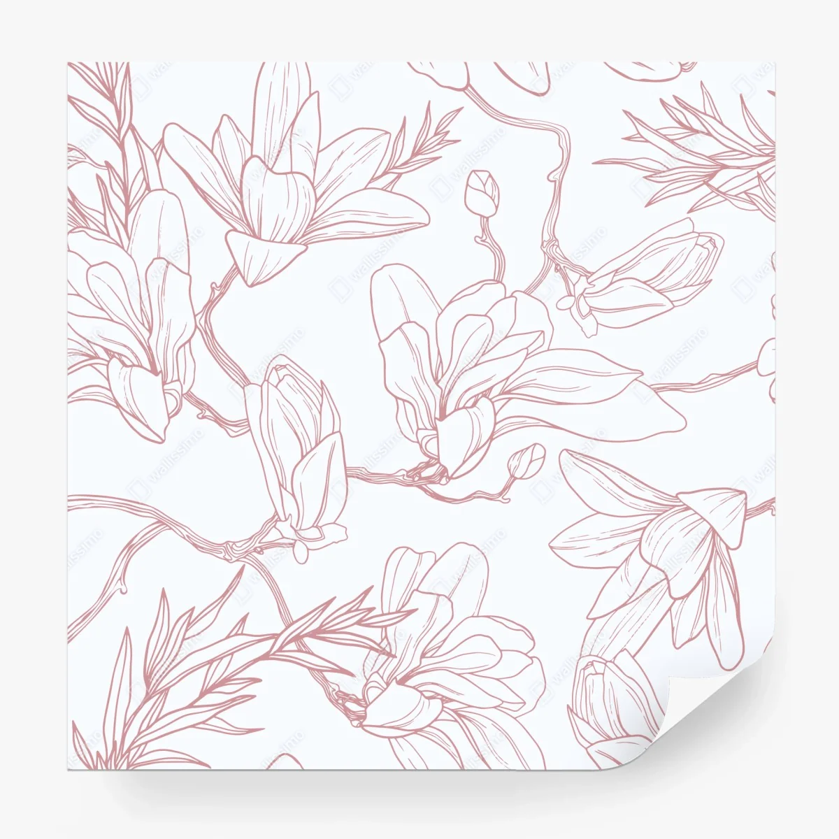 Wall mural delicate magnolia floral pattern in soft pink • Wallissimo® Wall mural delicate magnolia floral pattern in soft pink • Wallissimo®