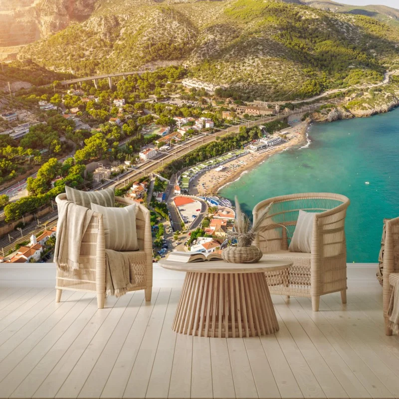 Wall mural turquoise coastal landscape from above