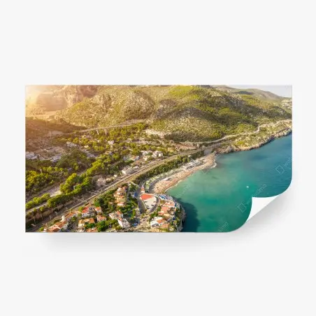 Wall mural turquoise coastal landscape from above • Wallissimo®