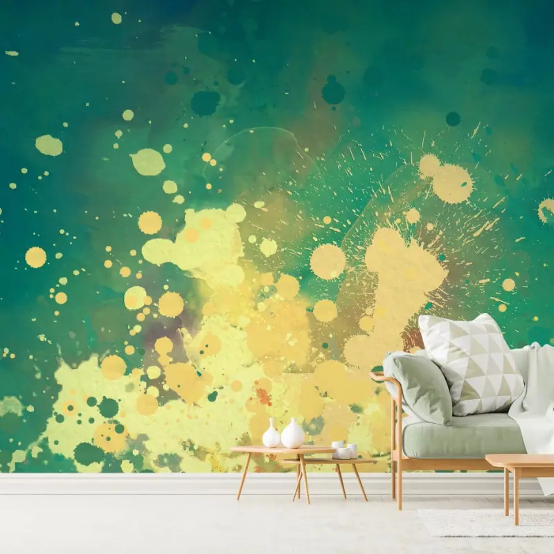 Wall mural turquoise burst watercolor abstract