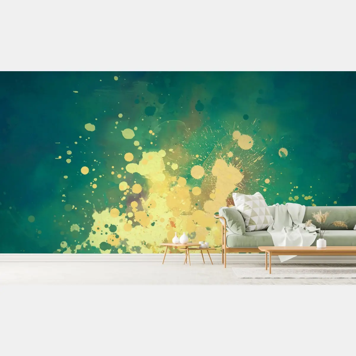 Wall mural turquoise burst watercolor abstract • Wallissimo®