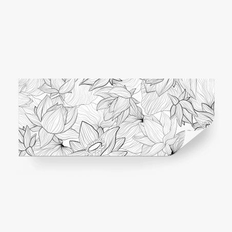 Wall mural delicate lotus line art floral pattern • Wallissimo®