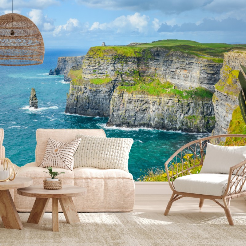 Wall mural dramatic coastal cliffs and ocean view