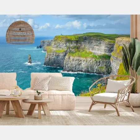 Wall mural dramatic coastal cliffs and ocean view • Wallissimo®