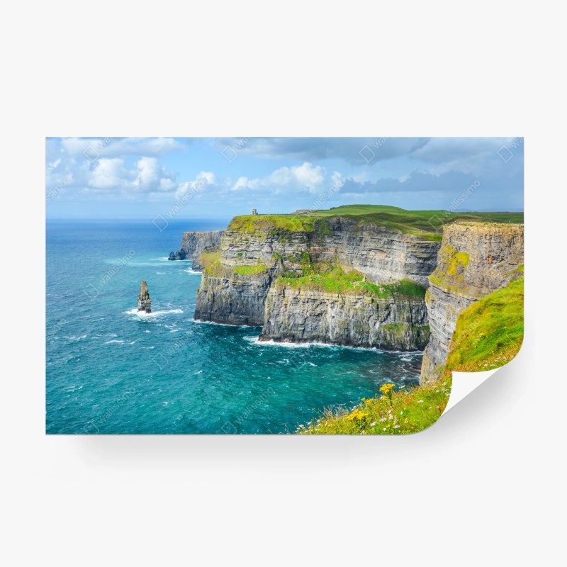 Wall mural dramatic coastal cliffs and ocean view