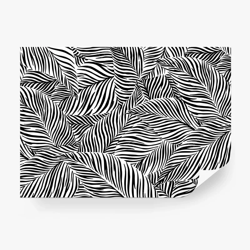 Wall mural monochrome tropical leaf pattern