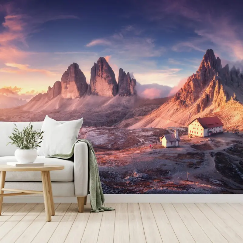 Wall mural sunrise over the Dolomites peaks