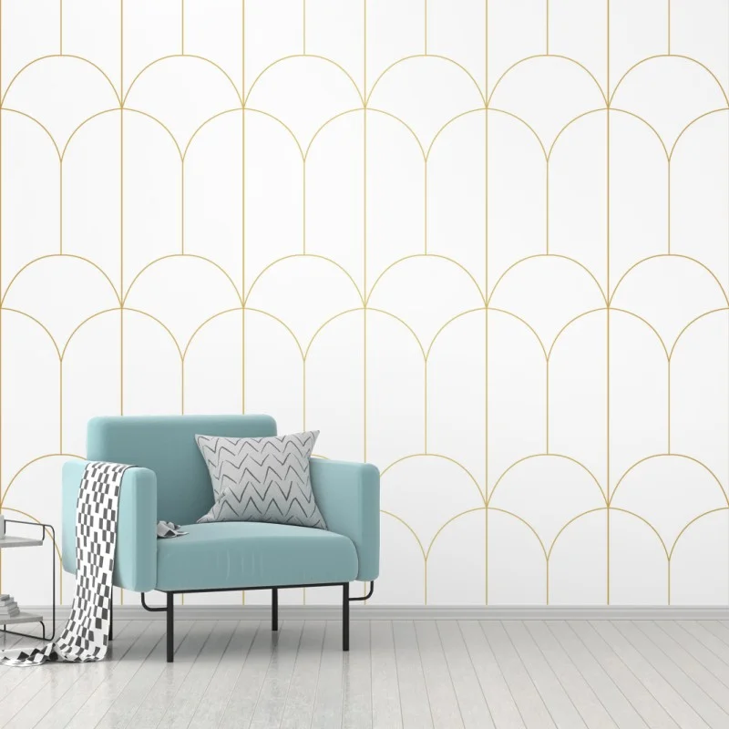Wall mural gold art deco arch pattern