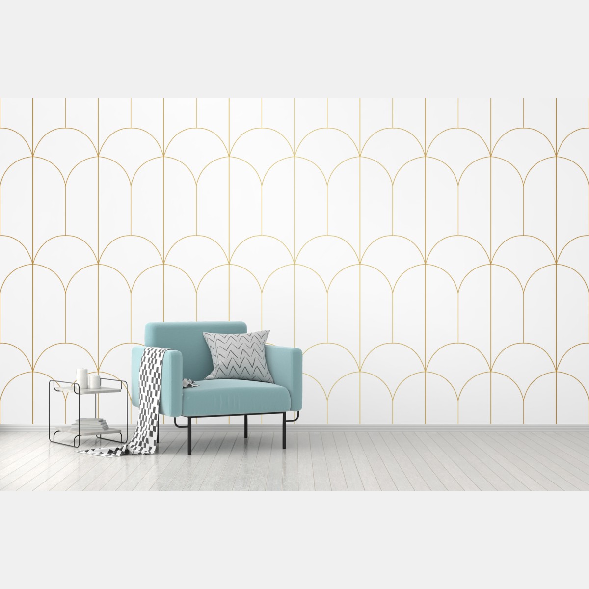 Wall mural gold art deco arch pattern • Wallissimo®