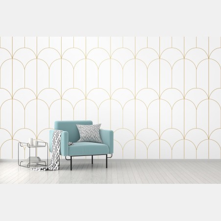Wall mural gold art deco arch pattern • Wallissimo®
