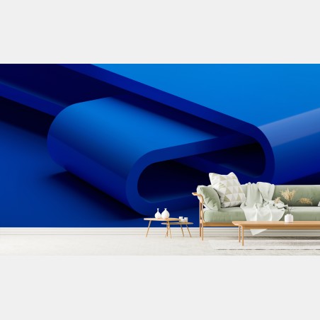 Wall mural minimal blue ribbon geometry • Wallissimo®