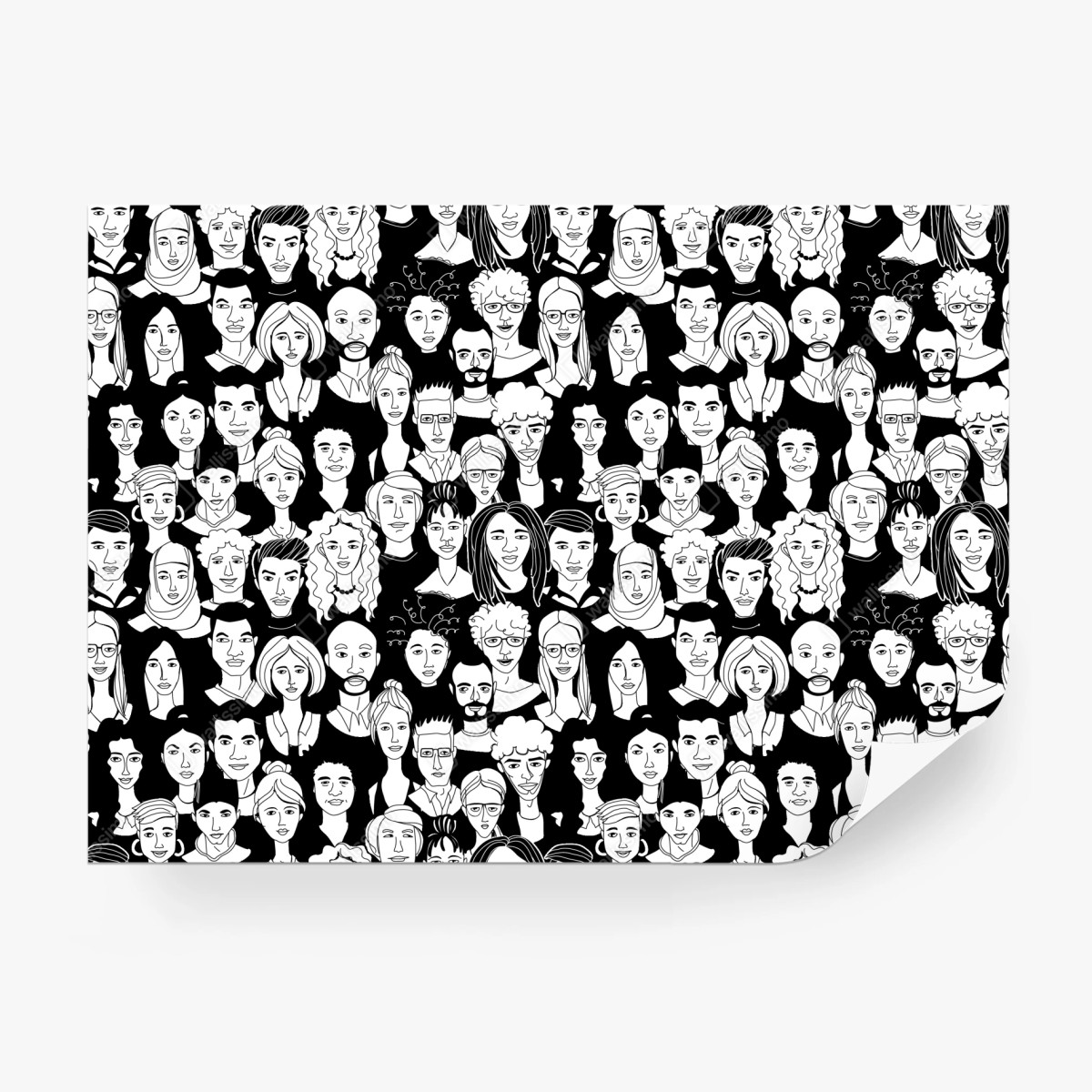 Wall mural diverse faces pattern ⁕ Wallissimo®