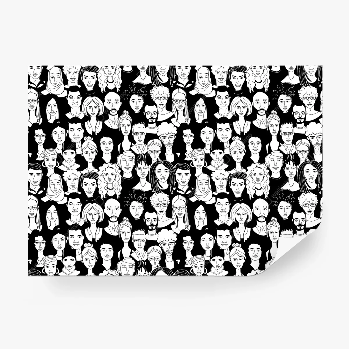 Wall mural diverse faces pattern • Wallissimo®