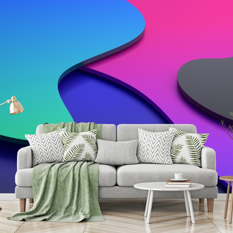 Wall mural vibrant abstract 3d curves