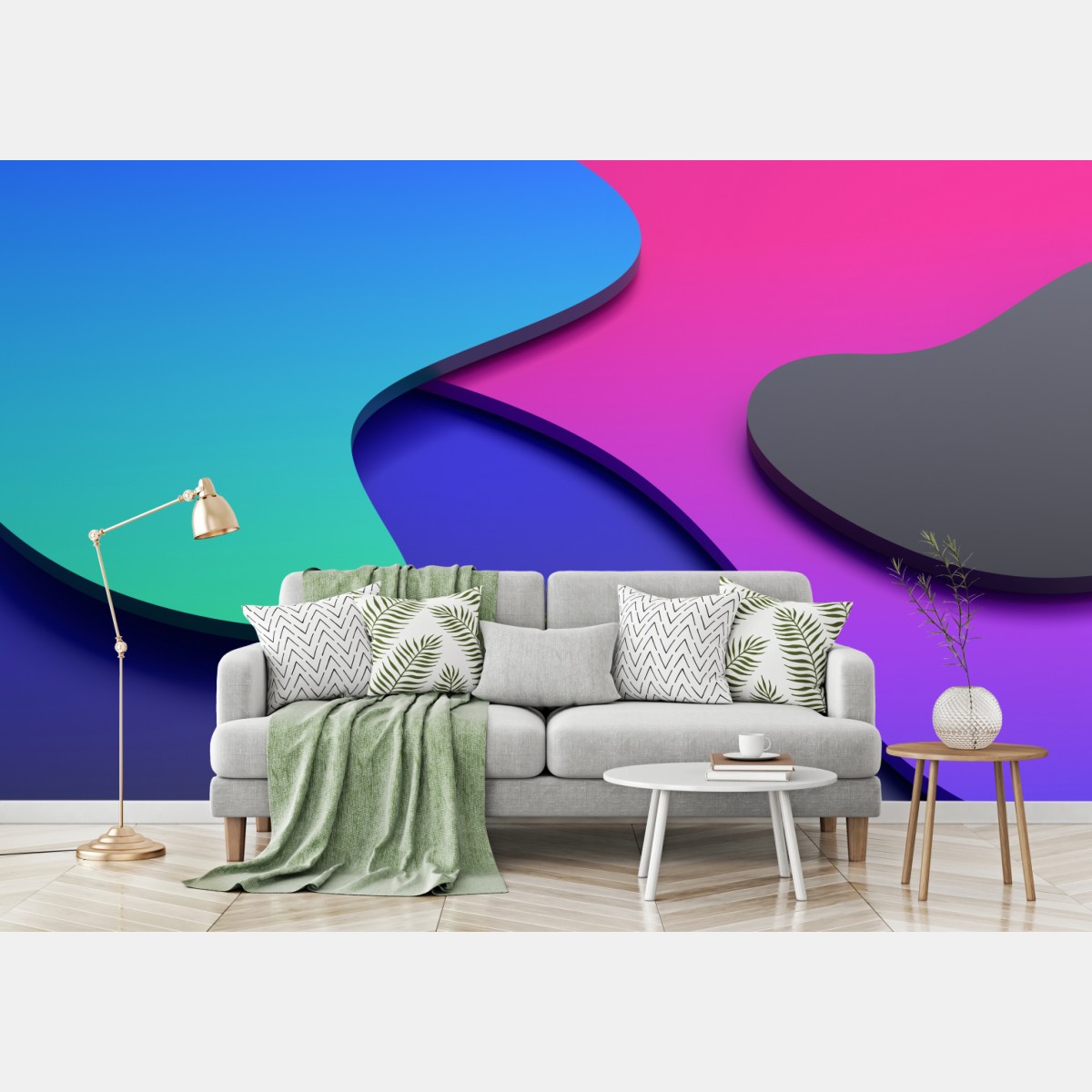 Wall mural vibrant abstract 3d curves • Wallissimo®