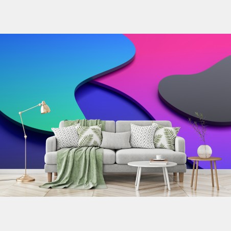 Wall mural vibrant abstract 3d curves • Wallissimo®