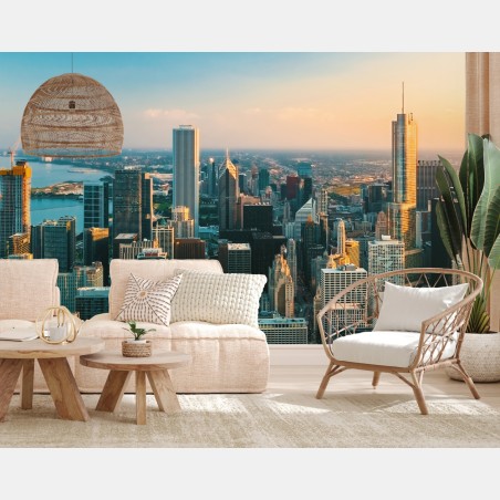 Wall mural Chicago skyline at sunset • Wallissimo®