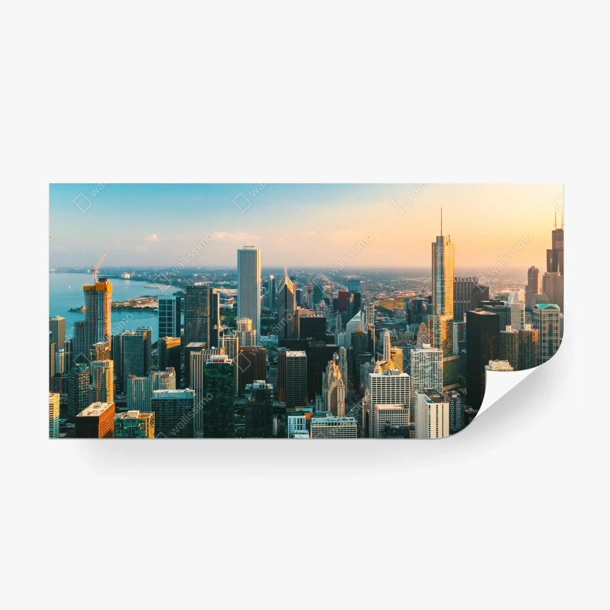 Wall mural Chicago skyline at sunset ⁕ Wallissimo® Wall mural Chicago skyline at sunset ⁕ Wallissimo®