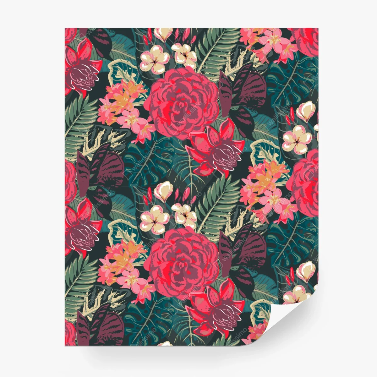 Wall mural tropical floral pattern in pink and teal ⁕ Wallissimo® Wall mural tropical floral pattern in pink and teal ⁕ Wallissimo®