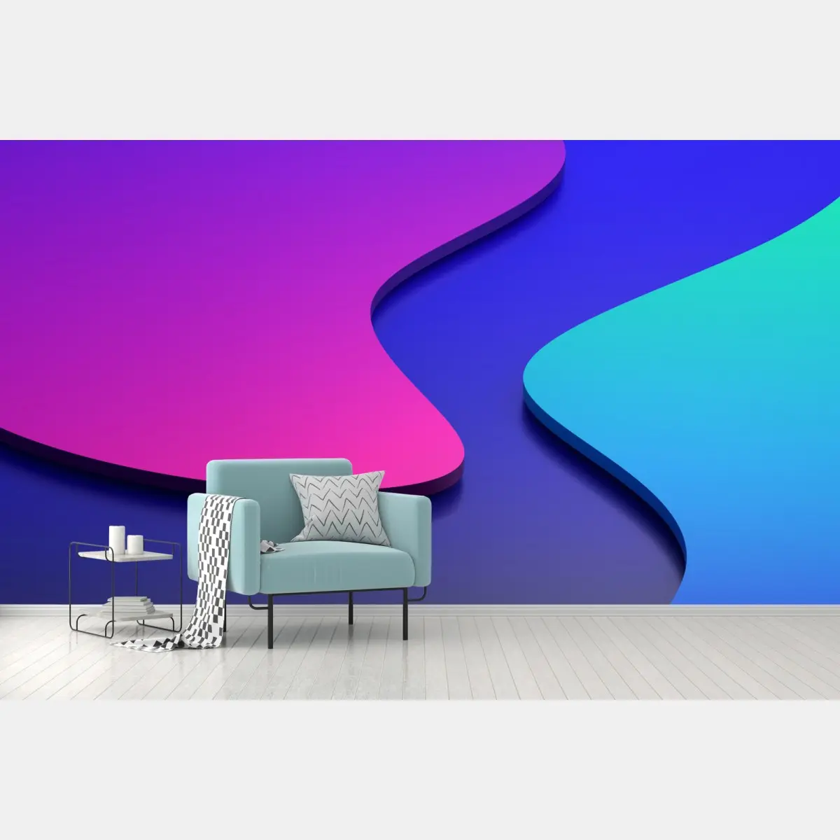 Wall mural vibrant purple and blue abstract 3d shapes • Wallissimo®