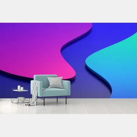 Wall mural vibrant purple and blue abstract 3d shapes • Wallissimo®