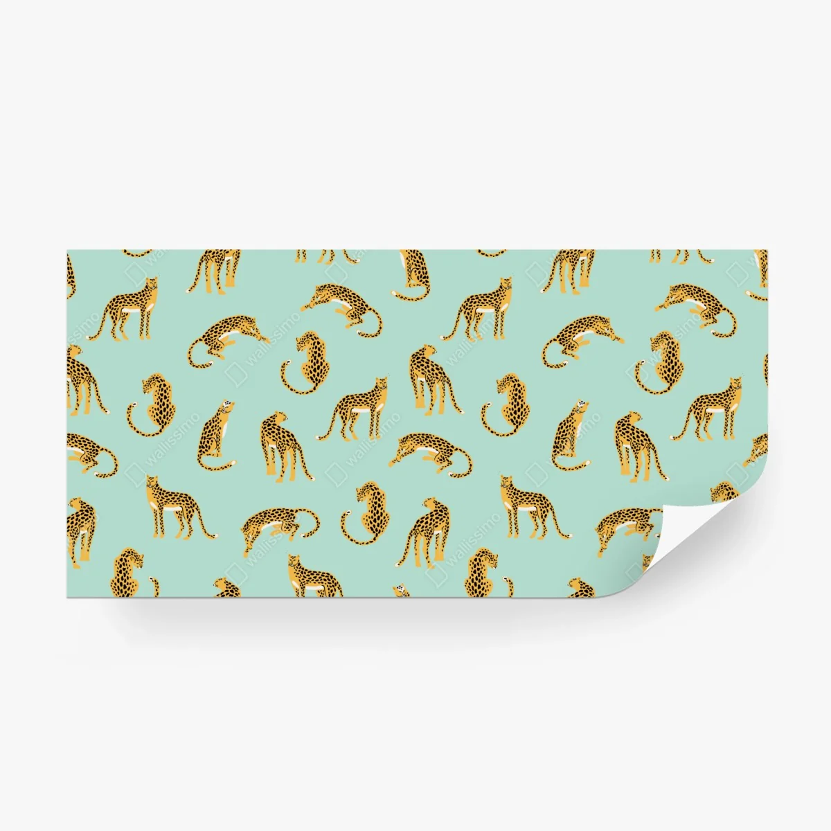 Wall mural playful cheetah pattern on turquoise background ⁕ Wallissimo® Wall mural playful cheetah pattern on turquoise background ⁕ Wallissimo®