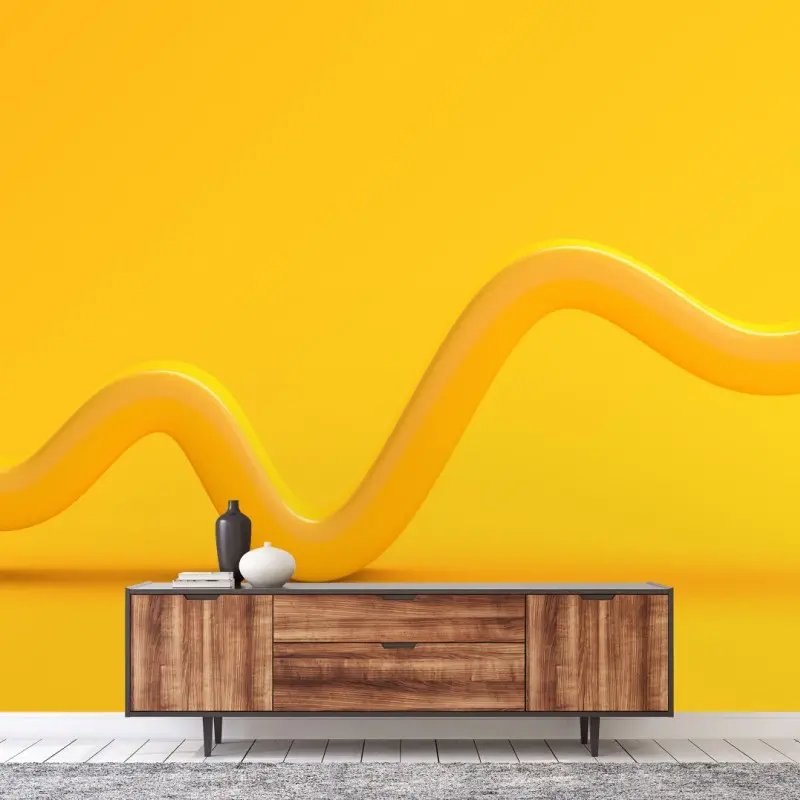 Wall mural sunny yellow 3d abstract curve