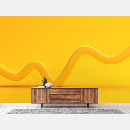 Wall mural sunny yellow 3d abstract curve • Wallissimo®