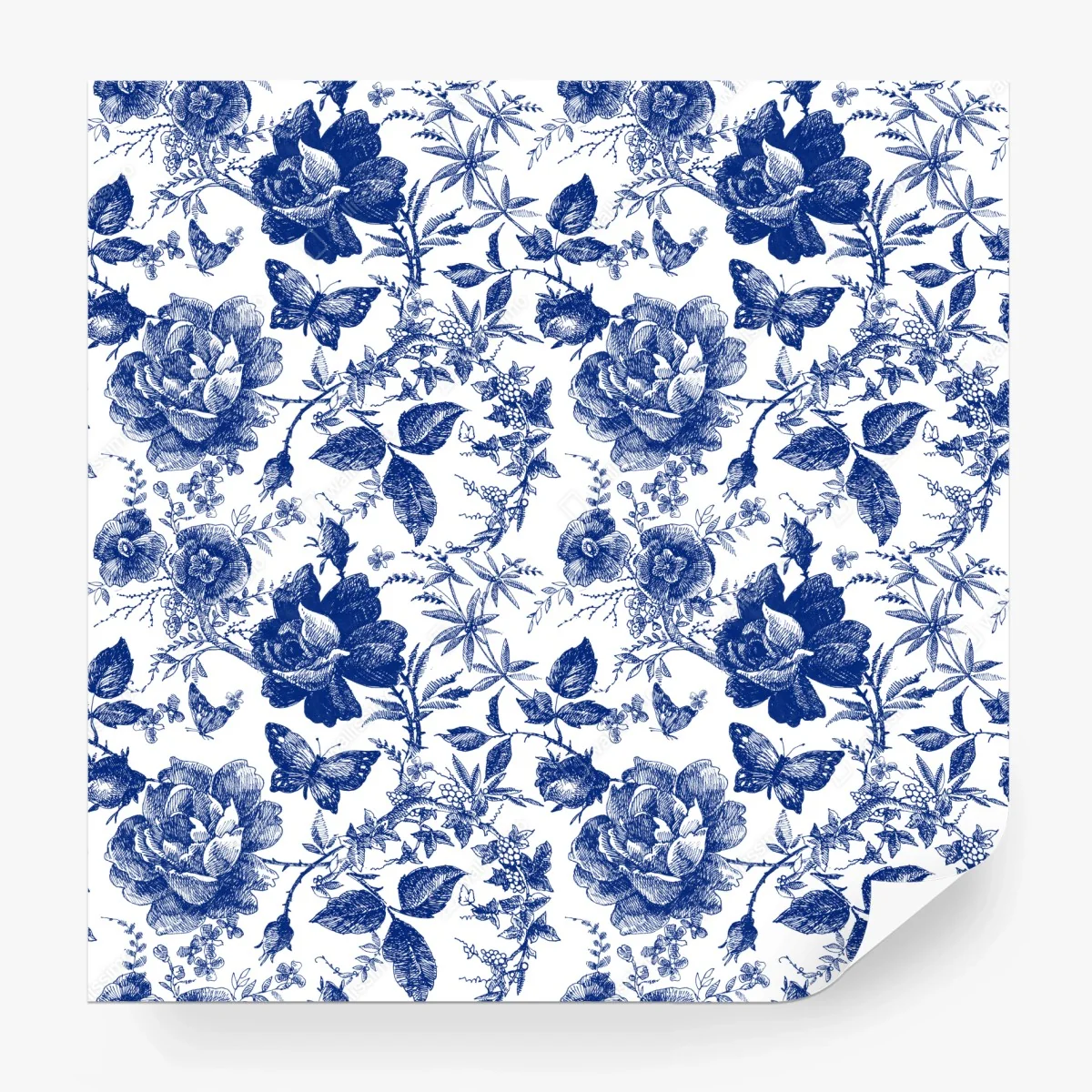 Wall mural blue floral toile pattern ⁕ Wallissimo® Wall mural blue floral toile pattern ⁕ Wallissimo®
