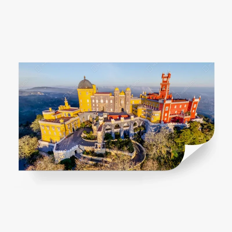 Wall mural colorful Pena Palace aerial view, Sintra