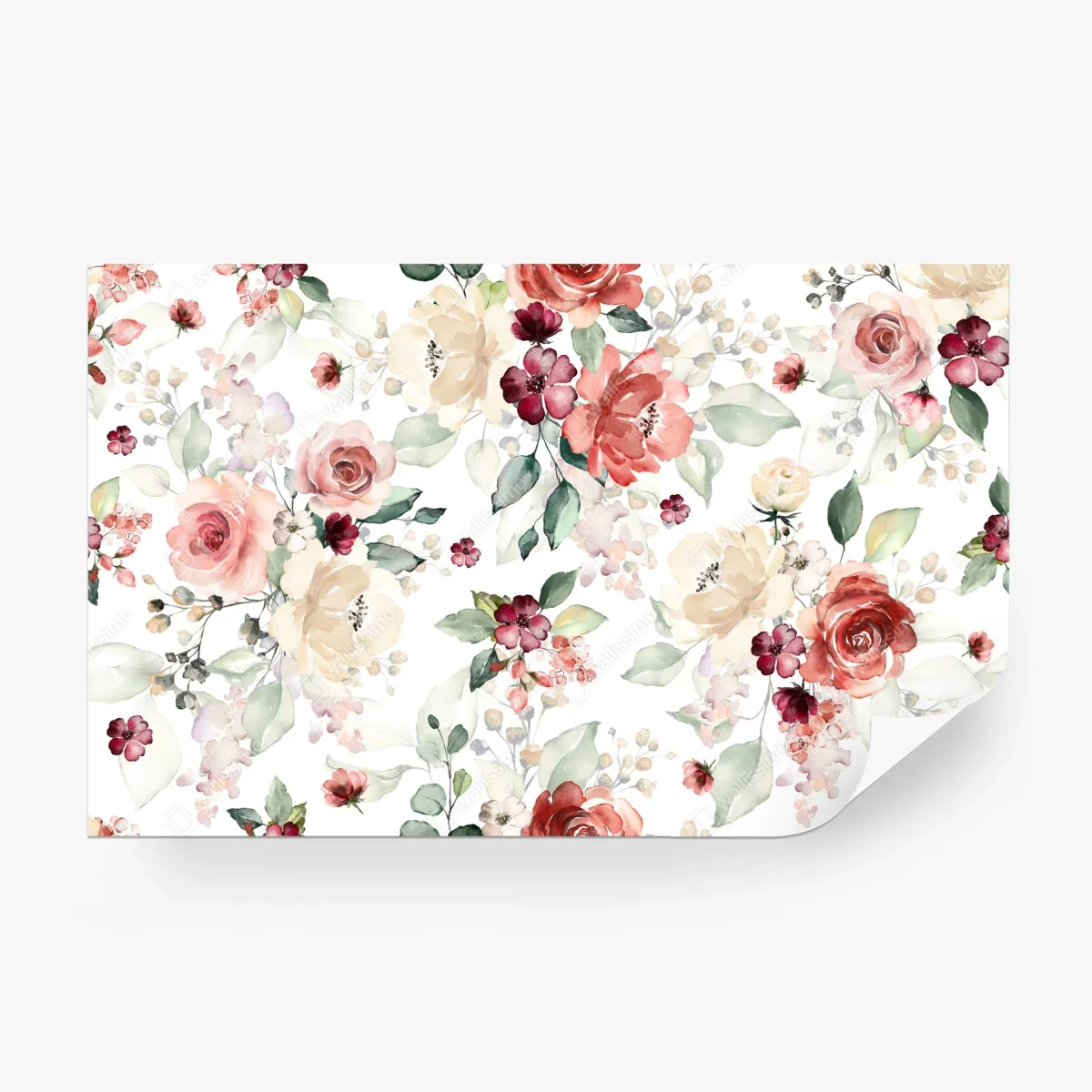 Wall mural delicate watercolor rose floral pattern • Wallissimo®