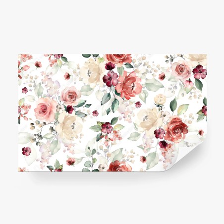 Wall mural delicate watercolor rose floral pattern • Wallissimo®