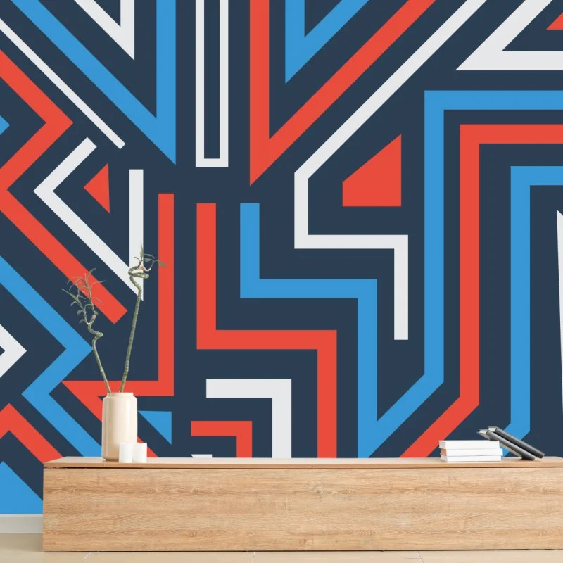 Wall mural bold geometric lines