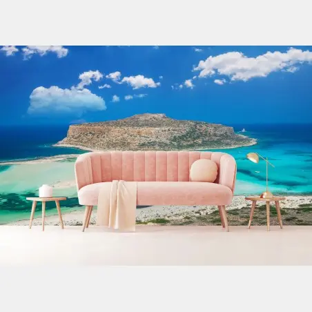 Wall mural Balos beach turquoise lagoon panorama • Wallissimo®