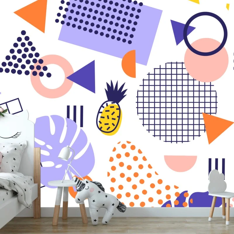 Wall mural playful tropical geometric pattern