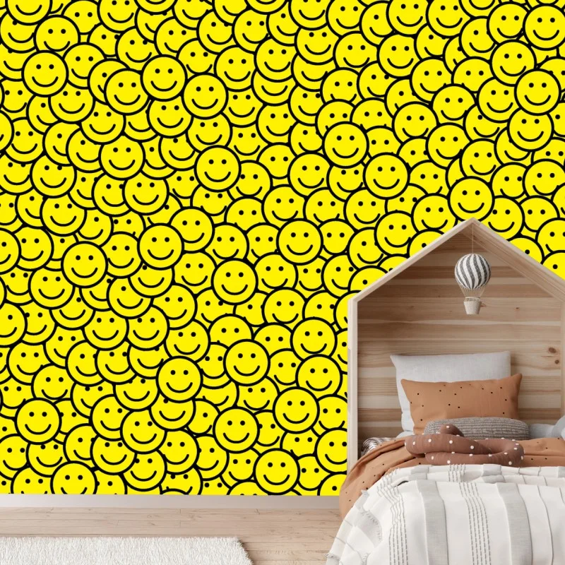 Wall mural cheerful smiley faces pattern ⁕ Wallissimo®