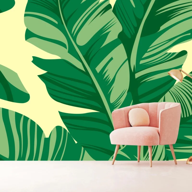Wall mural tropical banana leaves pattern