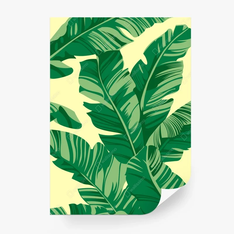 Wall mural tropical banana leaves pattern