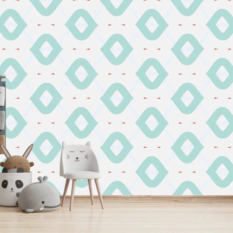 Wall mural turquoise geometric diamond pattern