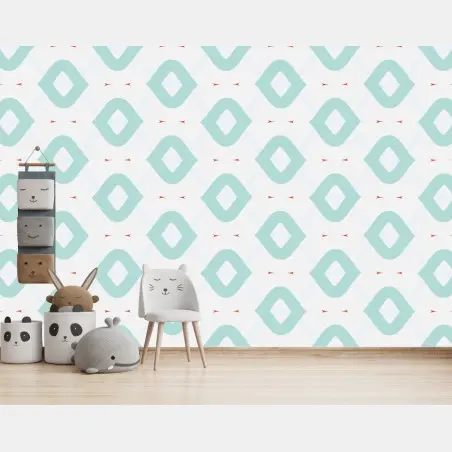 Wall mural turquoise geometric diamond pattern • Wallissimo®