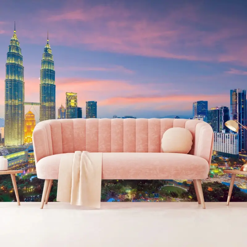 Wall mural Kuala Lumpur skyline at twilight