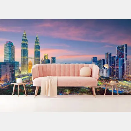 Wall mural Kuala Lumpur skyline at twilight • Wallissimo®