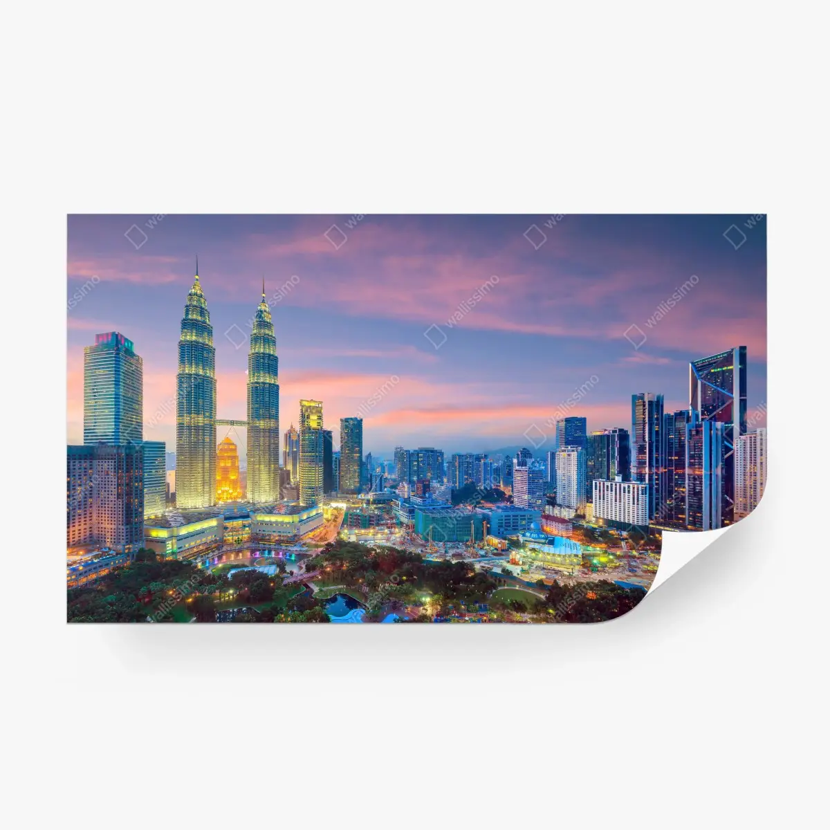 Wall mural Kuala Lumpur skyline at twilight • Wallissimo®