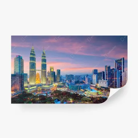 Wall mural Kuala Lumpur skyline at twilight • Wallissimo®