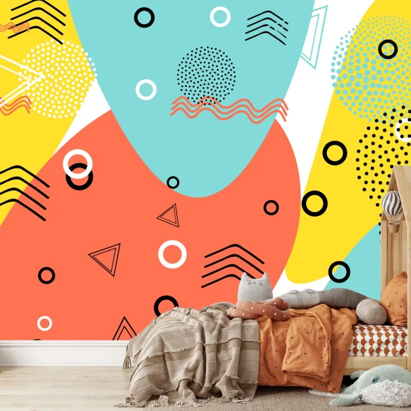 Wall mural playful geometric pattern