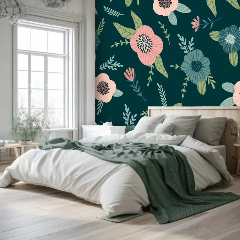 Wall mural pastel botanical floral pattern ⁕ Wallissimo® Wall mural pastel botanical floral pattern ⁕ Wallissimo®
