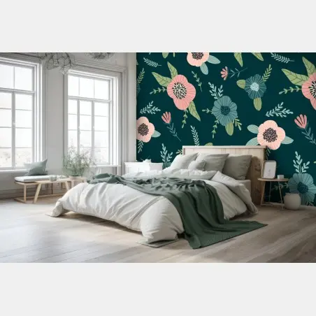 Wall mural pastel botanical floral pattern • Wallissimo®