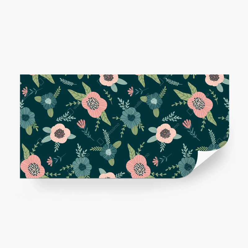 Wall mural pastel botanical floral pattern