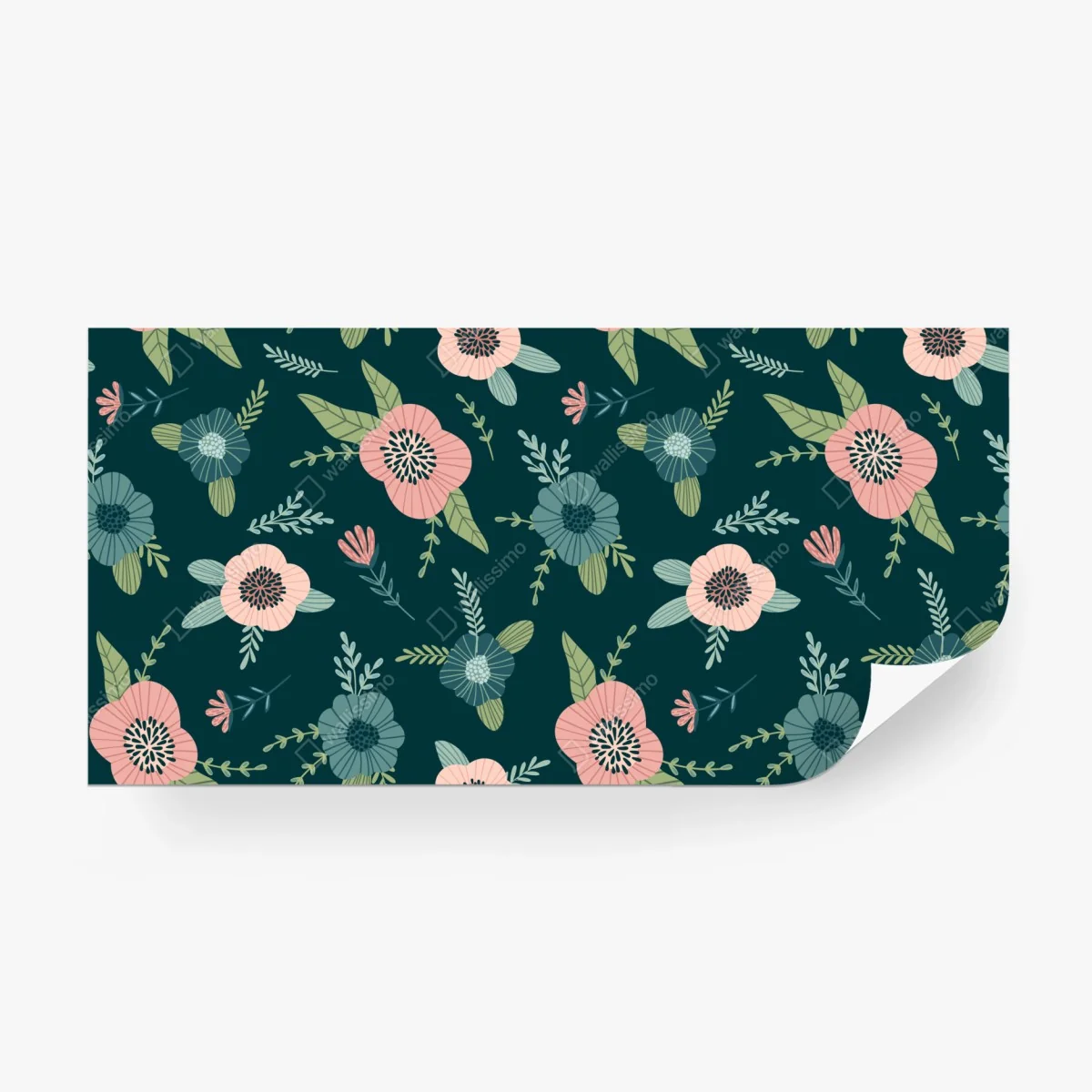 Wall mural pastel botanical floral pattern • Wallissimo® Wall mural pastel botanical floral pattern • Wallissimo®